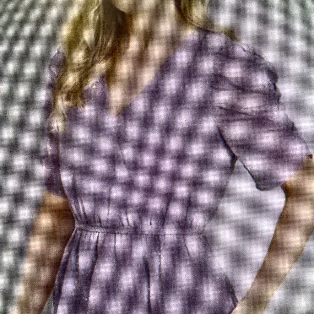 Dotted, puff sleeve peplum top.